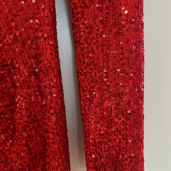 One33 Social Red Sequin Drape Dress Sz 8 - Picture 6 of 11